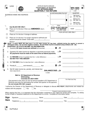 South Carolina Quarterly Tax Return