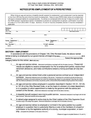 Ohio Public Employees Retirement System Re-employment Notice