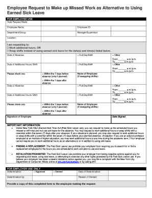 Employee Request to Make up Missed Work