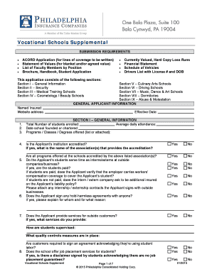 Vocational Schools Insurance Application