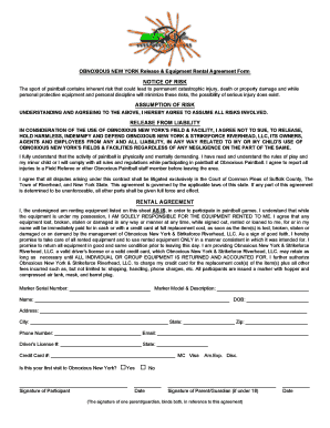 Obnoxious New York Release & Equipment Rental Agreement