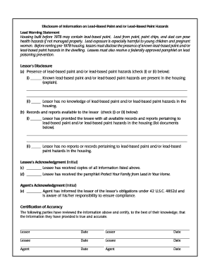 Lead-Based Paint Disclosure Form