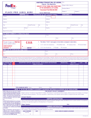 fedex bill of lading forms