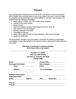 sample waybill form