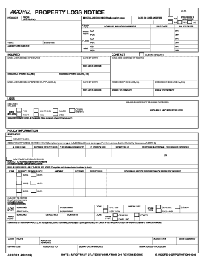 Texas FAIR Plan Association First Notice of Loss Form