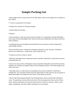 108 printable packing list template forms fillable samples in pdf