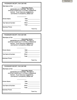 17 Printable Taxi Receipt Template Forms Fillable Samples In Pdf Word To Download Pdffiller