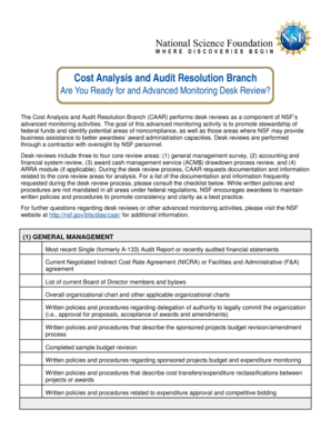 Desk Review Preparation Checklist - nsf