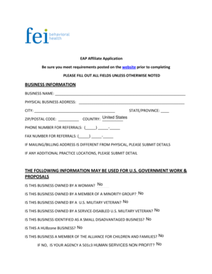 EAP Affiliate Application Form