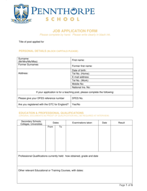 Job Application Form