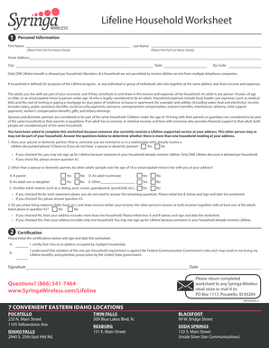 Lifeline Household Worksheet