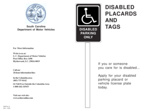 South Carolina Disabled Parking Placard Application