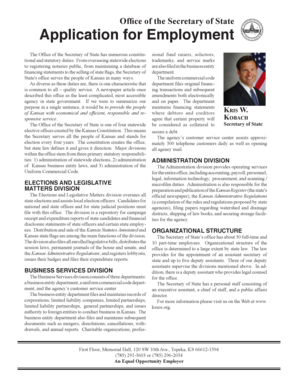 Kansas Secretary of State Employment Application