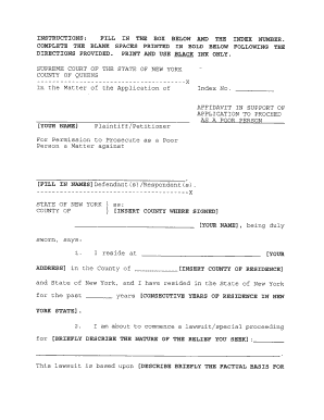 Affidavit in Support of Application to Proceed as a Poor Person