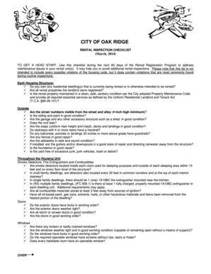 RENTAL INSPECTION CHECKLIST - City of Oak Ridge