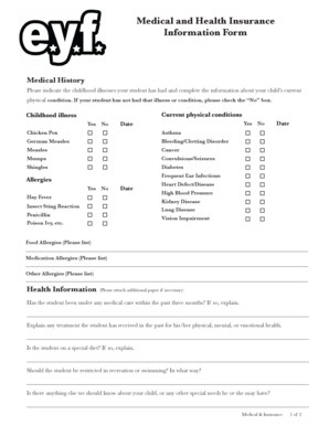 Student Medical and Health Insurance Form