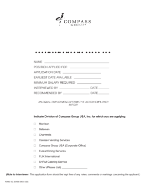 Compass Group USA Job Application Form