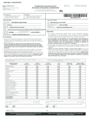 Ontario Medical School Confidential Assessment Form