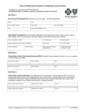 Practitioner Disclosure of Ownership and Control Form