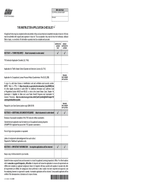 California TVS Instructor Application Checklist