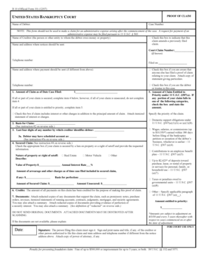 US Bankruptcy Court Proof of Claim Form