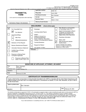 USPTO Transmittal Form PTO/SB/21