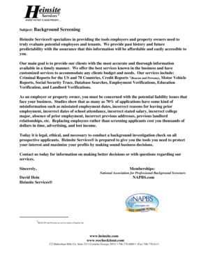 Heinsite Services Agreement for Credit Information