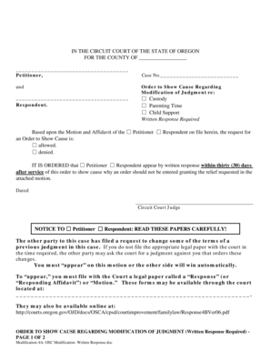 Order to Show Cause Regarding Modification of Judgment