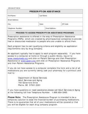 Prescription Assistance Application Form