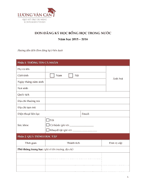 Vietnamese Scholarship Application Form
