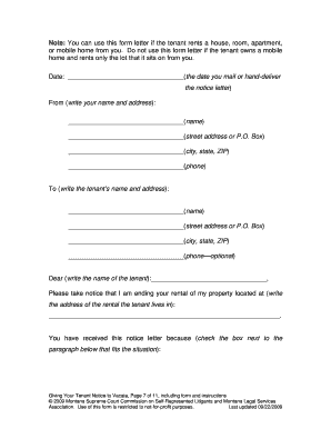 Giving Your Tenant Notice to Vacate - Montana State Supreme Court - courts mt