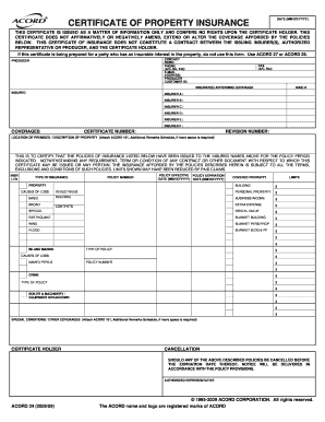 Certificate of Property Insurance