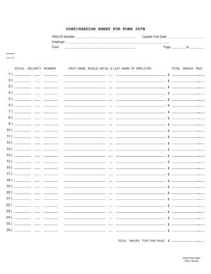 Continuation Sheet for Form 209B