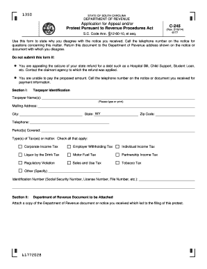 South Carolina Tax Protest Application