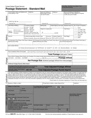 USPS Postage Statement Form 3602