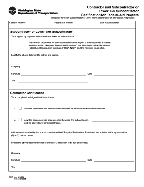 Contractor and Subcontractor Certification for Federal-Aid Projects