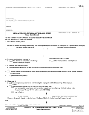 California Earnings Withholding Order