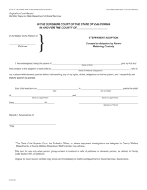 California Stepparent Adoption Consent Form