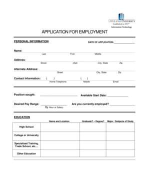 Employment Application Form