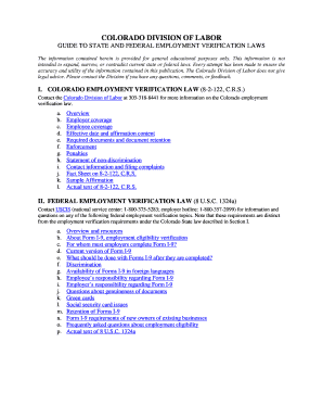 Colorado Employment Verification Affirmation Form