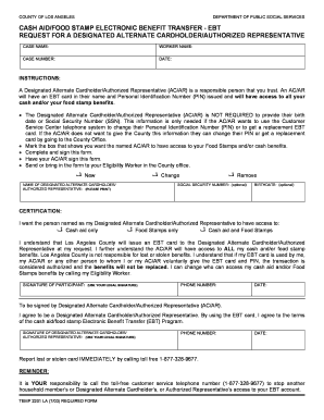 Los Angeles EBT Designated Alternate Cardholder Form