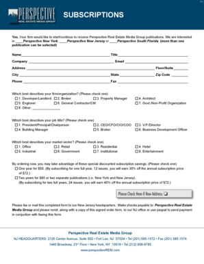 Perspective Real Estate Media Group Subscription Form