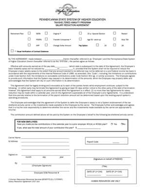 Pennsylvania Salary Reduction Agreement