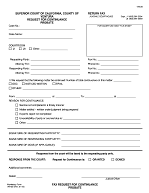California Request for Continuance Form
