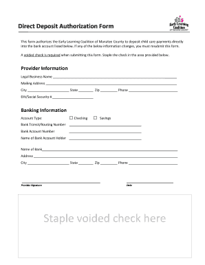 Direct Deposit Authorization Form