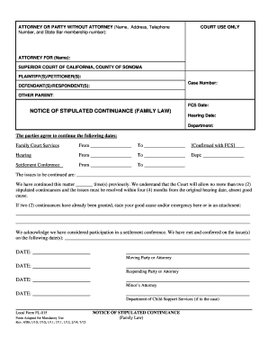 Notice of Stipulated Continuance (Family Law)