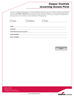 Cooper Controls eLearning Access Form