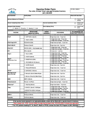 VFC Vaccine Order Form
