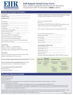EHR Appeals Denial Cover Form