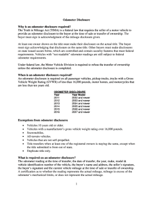 Odometer Disclosure Form